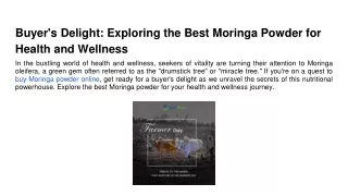 Buyer's Delight_ Exploring the Best Moringa Powder for Health and Wellness