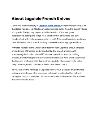 About Laguiole French Knives