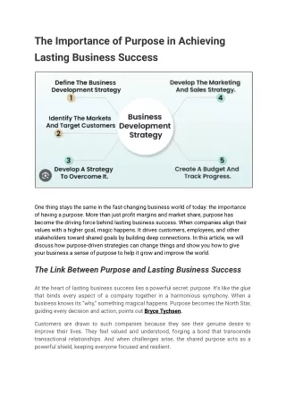 the importance of purpose in achieving lasting