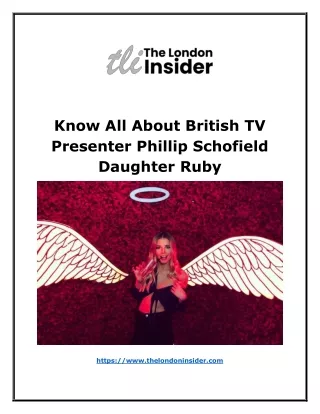 Know All About British TV Presenter Phillip Schofield daughter Ruby