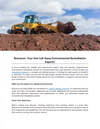 Brenacon: Your One Call Away Environmental Remediation Experts!