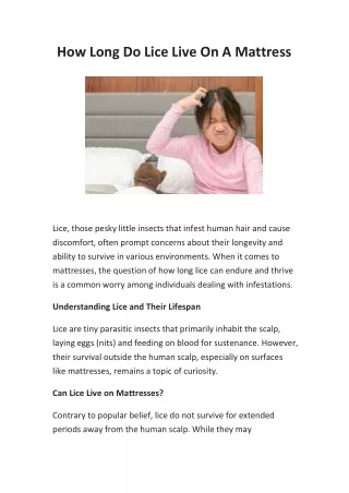 How Long Do Lice Live On A Mattress