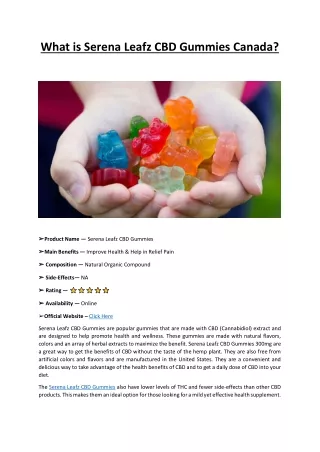 What is Serena Leafz CBD Gummies Canada