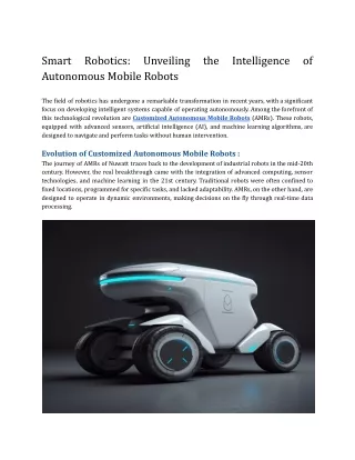 Smart Robotics_ Unveiling the Intelligence of Autonomous Mobile Robots