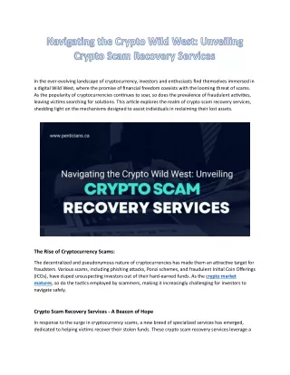 Navigating the Crypto Wild West Unveiling Crypto Scam Recovery Services