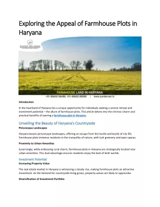 Exploring thе Appеal of Farmhousе Plots in Haryana