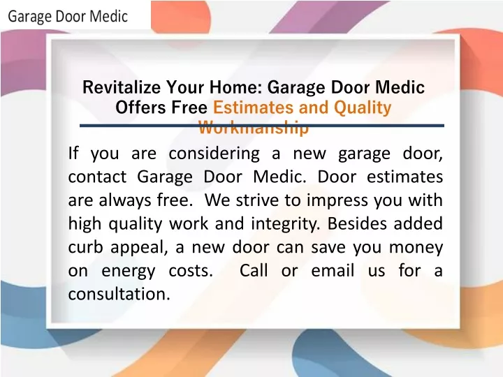 revitalize your home garage door medic offers