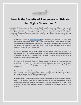 How is the Security of Passengers on Private Jet Flights Guaranteed