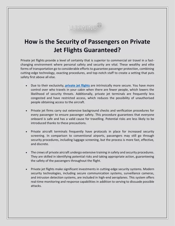 how is the security of passengers on private