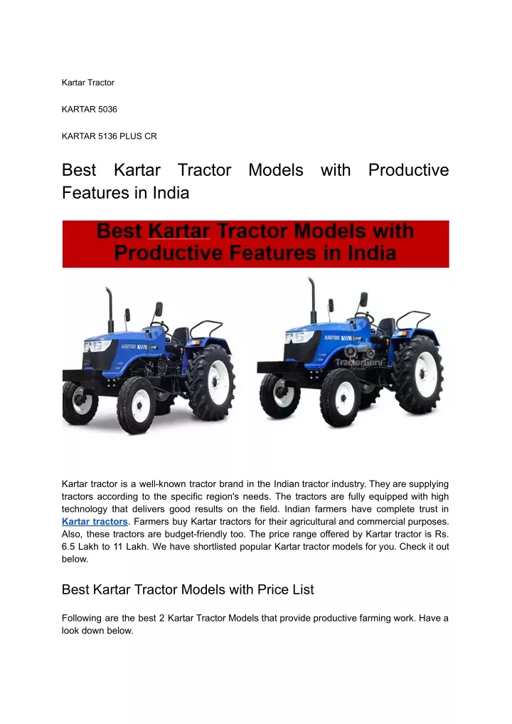 kartar tractor