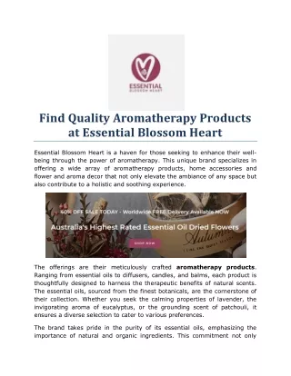 Find Quality Aromatherapy Products at Essential Blossom Heart