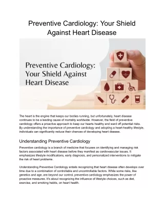 Preventive Cardiology - Your Shield Against Heart Disease