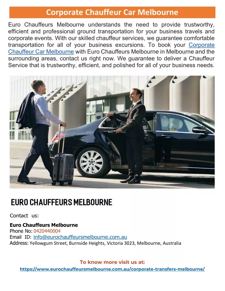 corporate chauffeur car melbourne