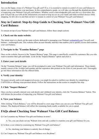 Remain in Control: Step-by-Step Guide to Inspecting Your Walmart Visa Gift Card