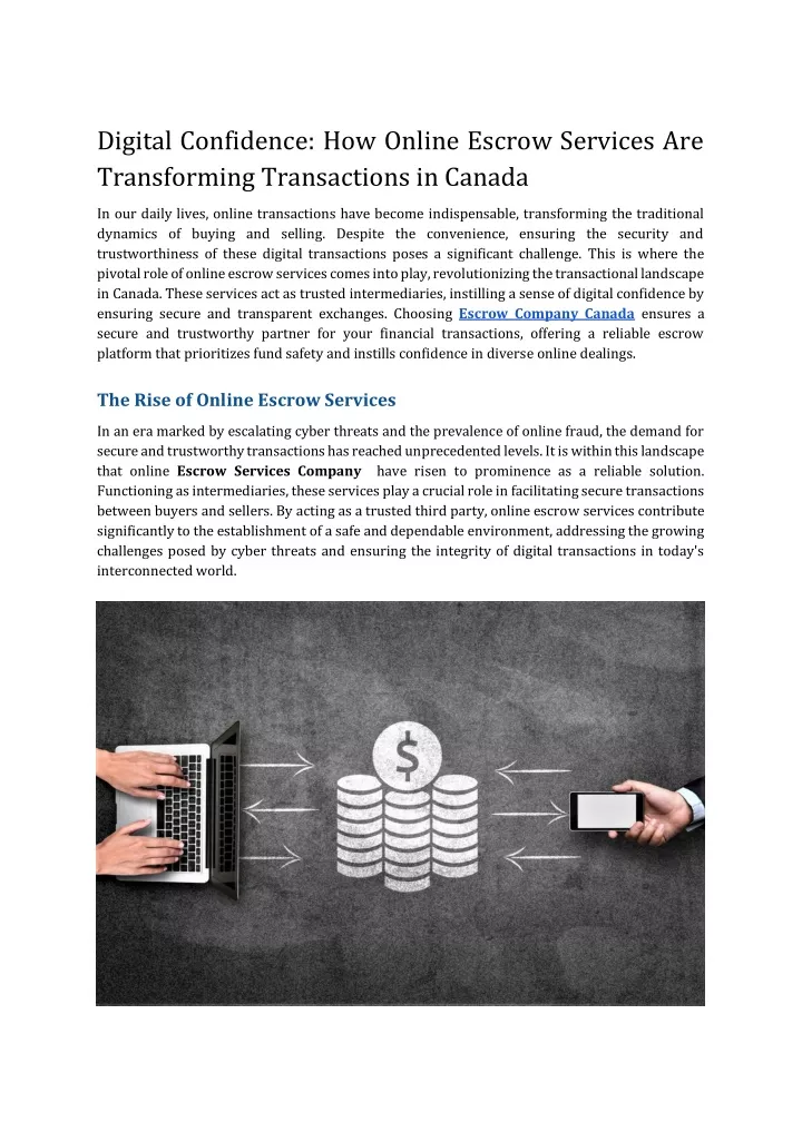 digital confidence how online escrow services