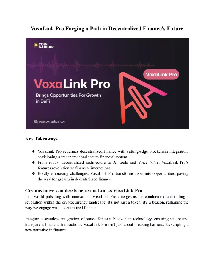 voxalink pro forging a path in decentralized