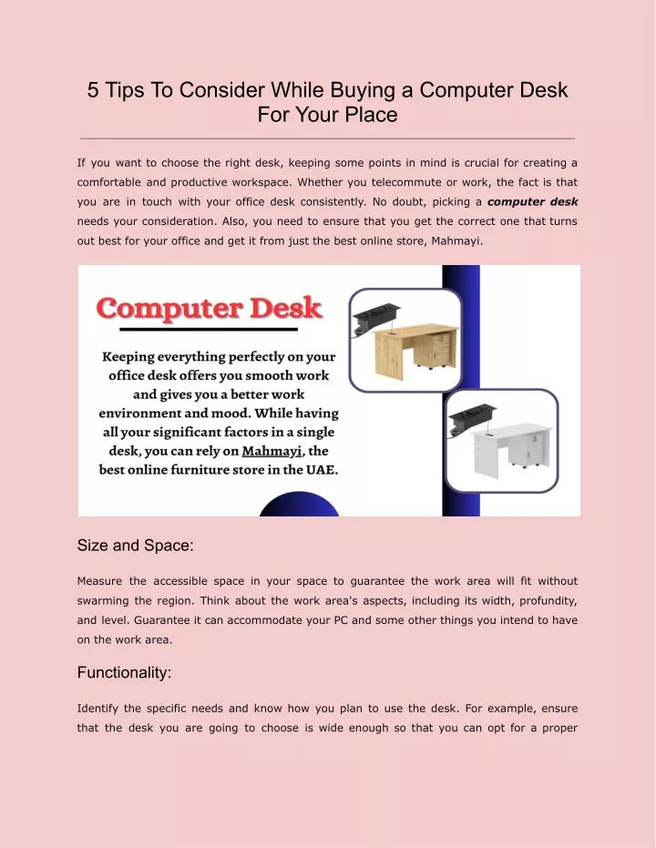 5 tips to consider while buying a computer desk