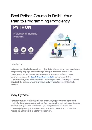 Python pdf sub.The Best Python Training Institute in Noida