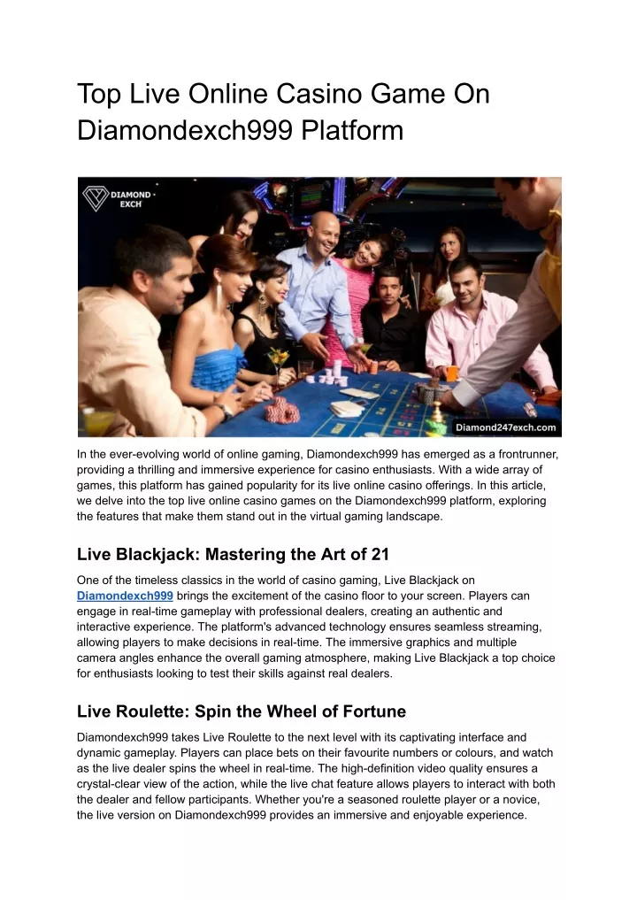 top live online casino game on diamondexch999