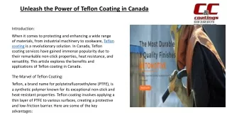 Unleash the Power of Teflon Coating in Canada