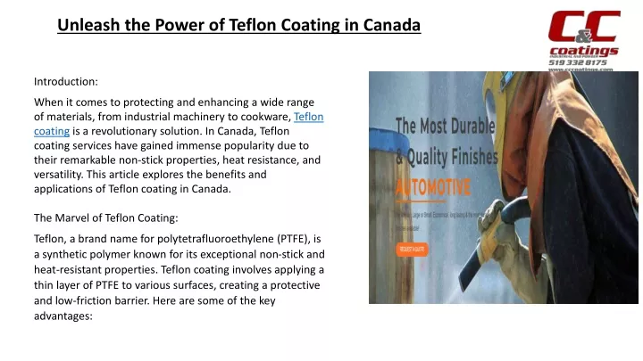 unleash the power of teflon coating in canada