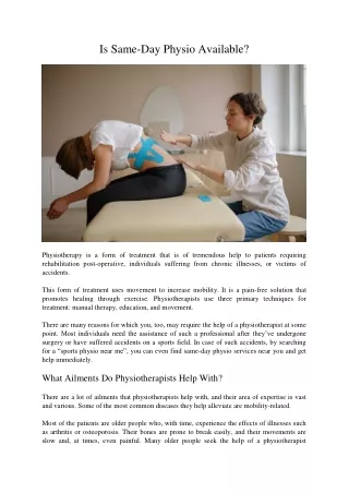 is same day physio available