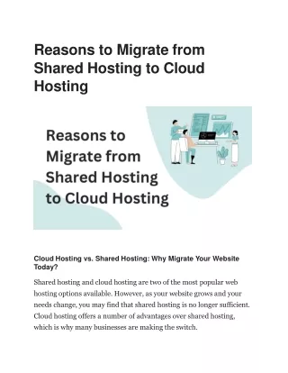 Reasons to Migrate from Shared Hosting to Cloud Hosting