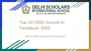 Top 10 CBSE Schools In Faridabad- DSIS