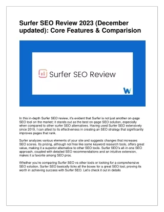 Surfer SEO 2023 Review: Updated December Insights on Core Features and Compariso