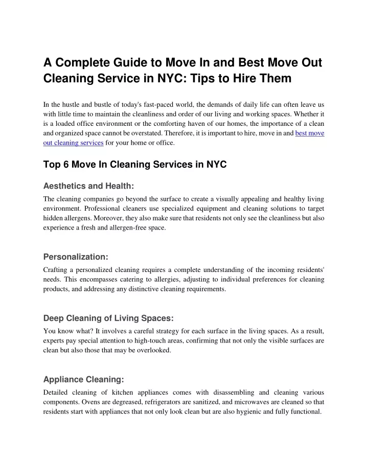 a complete guide to move in and best move