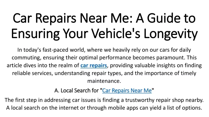 car repairs near me a guide to ensuring your vehicle s longevity