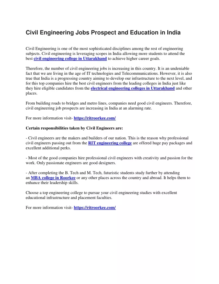 civil engineering jobs prospect and education