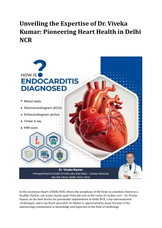 Unveiling the Expertise of Dr. Viveka Kumar Pioneering Heart Health in Delhi NCR
