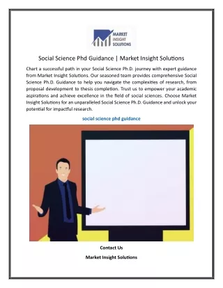 Social Science Phd Guidance    Market Insight Solutions