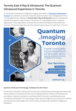Toronto East X-Ray & Ultrasound The Quantum Ultrasound Experience in Toronto