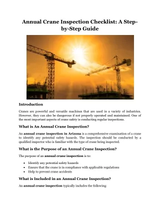 Annual Crane Inspection Checklist A Step-by-Step Guide