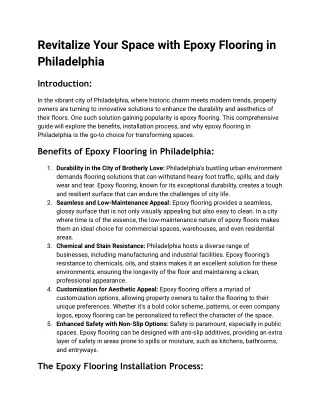 epoxy flooring Philadelphia