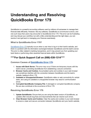 QuickBooks Error 179: Troubleshooting Guide