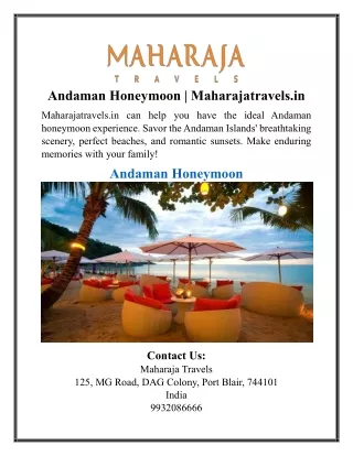 Andaman Honeymoon | Maharajatravels.in