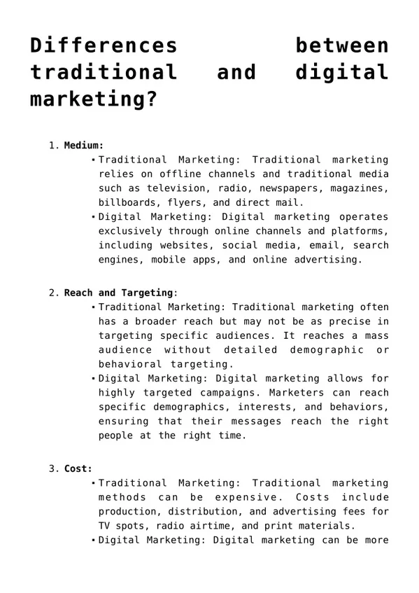 differences traditional marketing