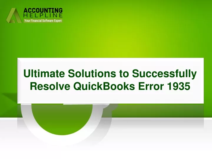 ultimate solutions to successfully resolve quickbooks error 1935