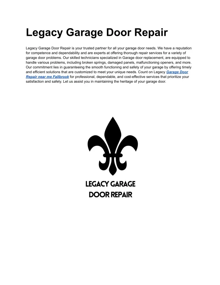 legacy garage door repair