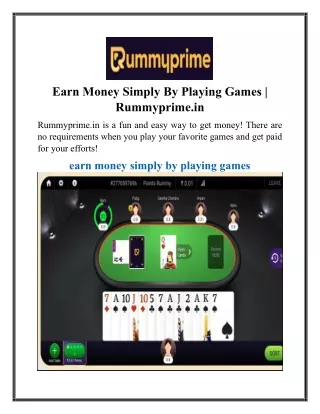 Earn Money Simply By Playing Games | Rummyprime.in