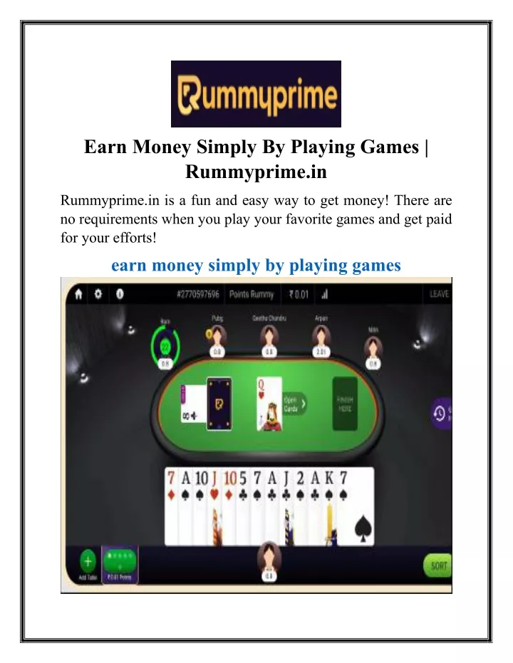 earn money simply by playing games rummyprime in