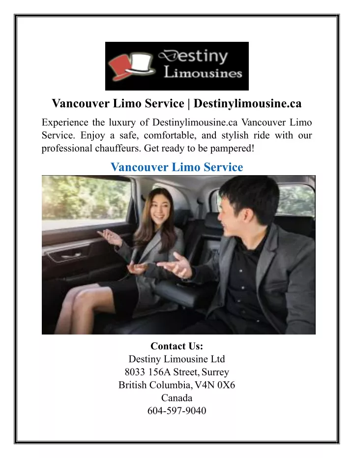 Ppt Vancouver Limo Service Destinylimousine Ca Powerpoint