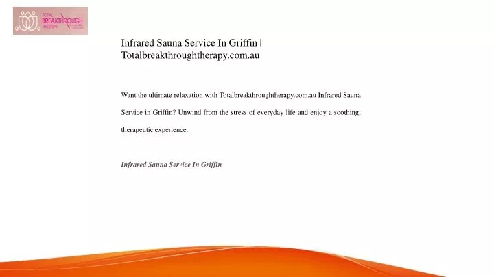 infrared sauna service in griffin