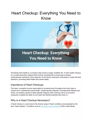 Heart Checkup : Everything You Need to Know