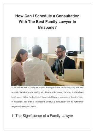 How Can I Schedule a Consultation With The Best Family Lawyer in Brisbane?
