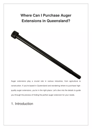 Where Can I Purchase Auger Extensions in Queensland?
