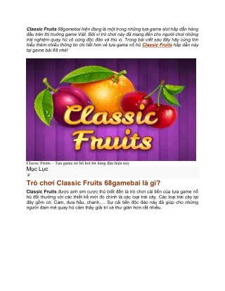 Classic Fruits - Game quay hu hap dan nhat 68gamebai